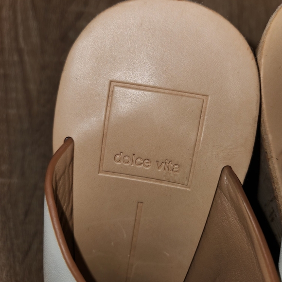 Dolce Vita Cream and Tan Crisscross Mules - Picture 3 of 3